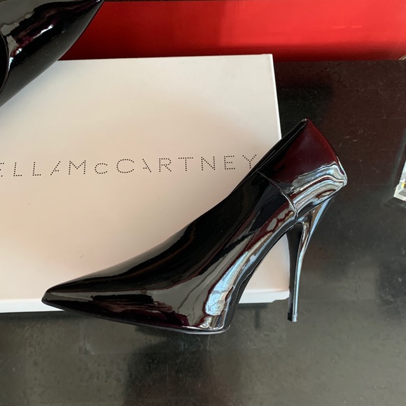 STELLA McCARTNEY Gloss Black Stiletto 5" Spike High Heels Glam NEW IN BOX! - Picture 11 of 16